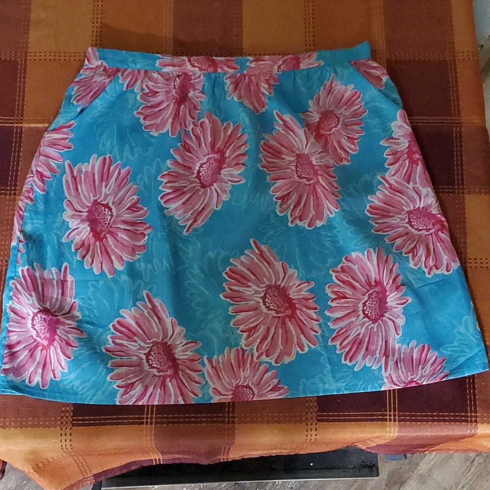 Buckhead Betties turquoise and pink flower skirt